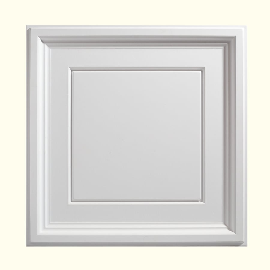 Common 24 In X 24 In Actual 23 75 In X 23 75 In Icon Coffer White Textured 15 16 In Drop Tile Ceiling Tiles