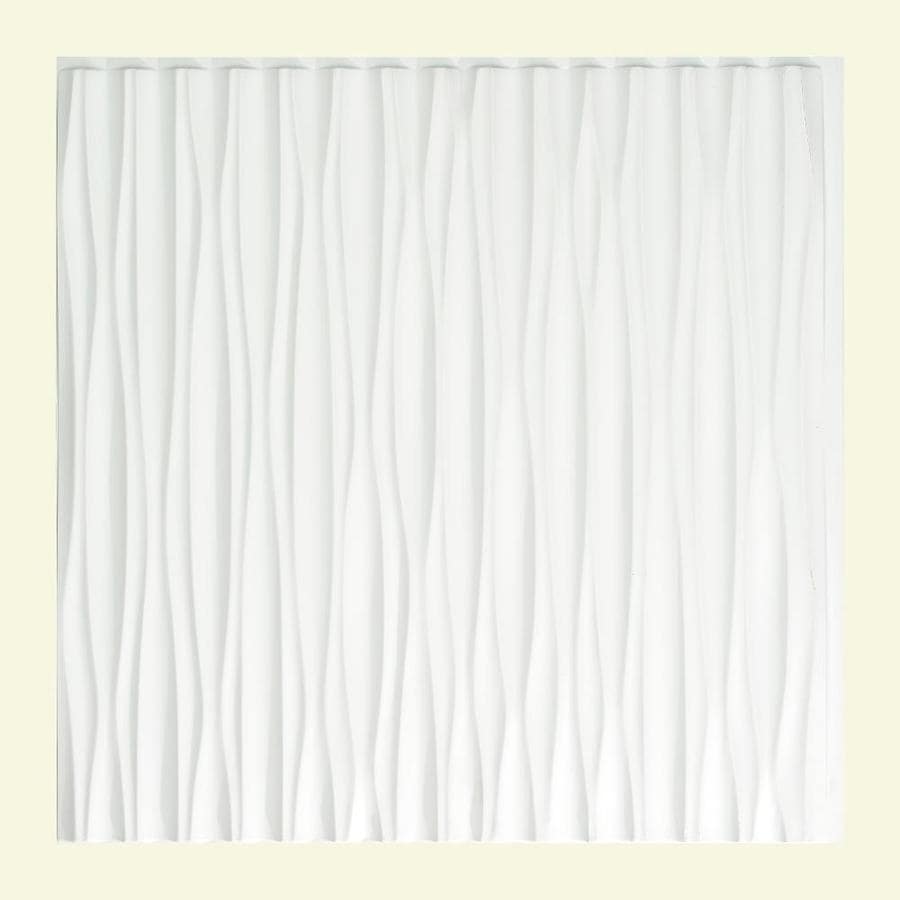 Fasade 24 In X 24 In Dunes Vertical Gloss White Patterned Surface Mount Ceiling Tiles In The Ceiling Tiles Department At Lowes Com