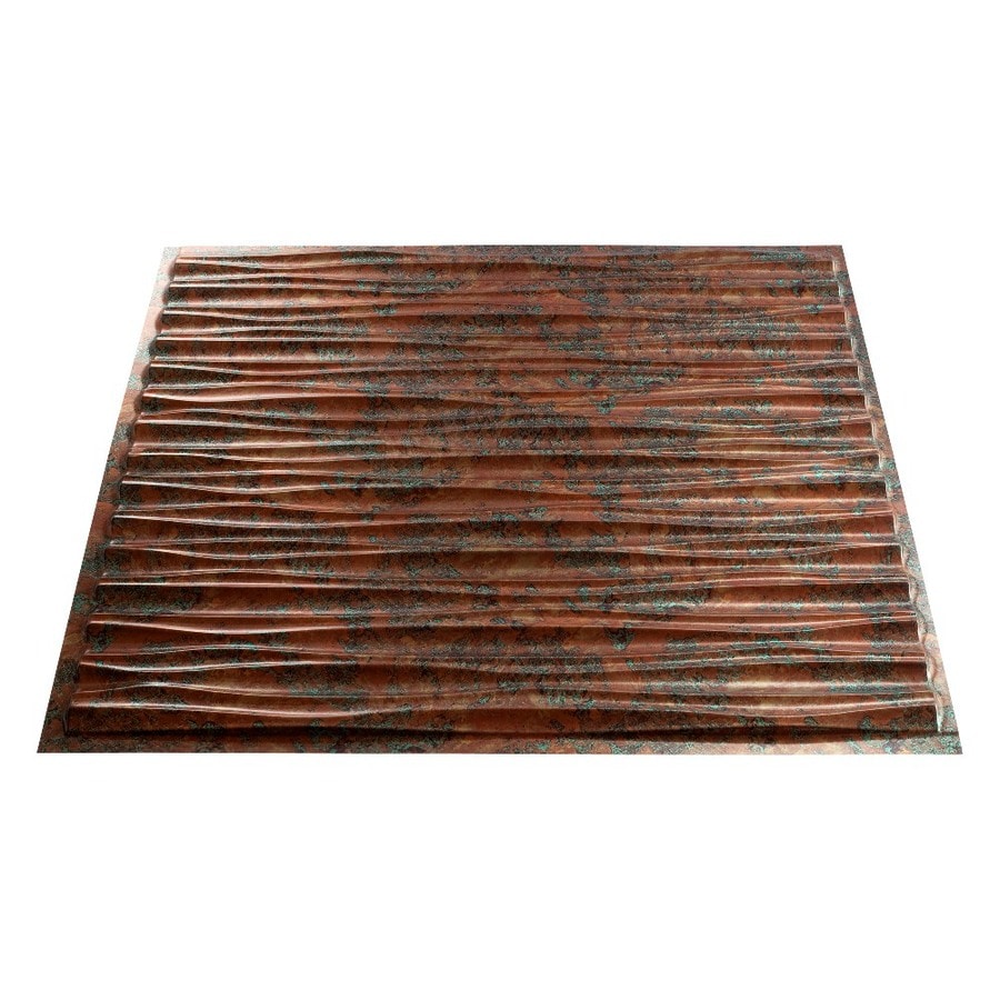 Fasade 24 In X 24 In Dunes Horizontal Copper Fantasy Patterned Surface Mount Ceiling Tiles In The Ceiling Tiles Department At Lowes Com