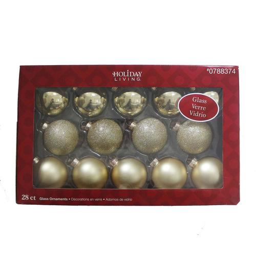 Holiday Living 28Pack Gold Ball Ornament Set in the Christmas