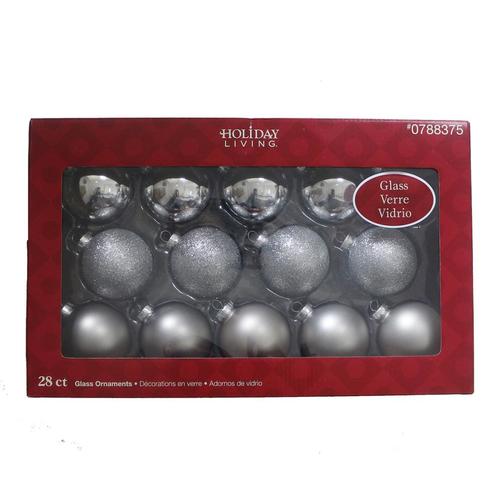 Holiday Living 28Pack Silver Ball Ornament Set in the Christmas