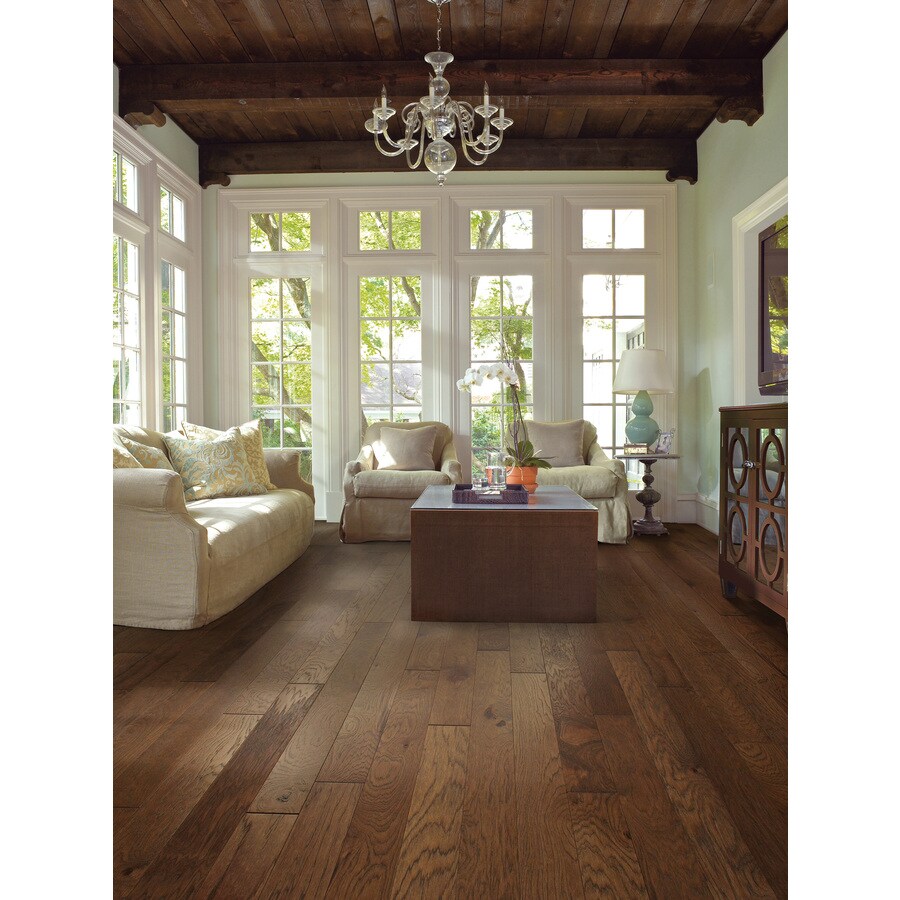 Style Selections 5-in Mocha Hickory Engineered Hardwood Flooring (29.49-sq ft) at Lowes.com