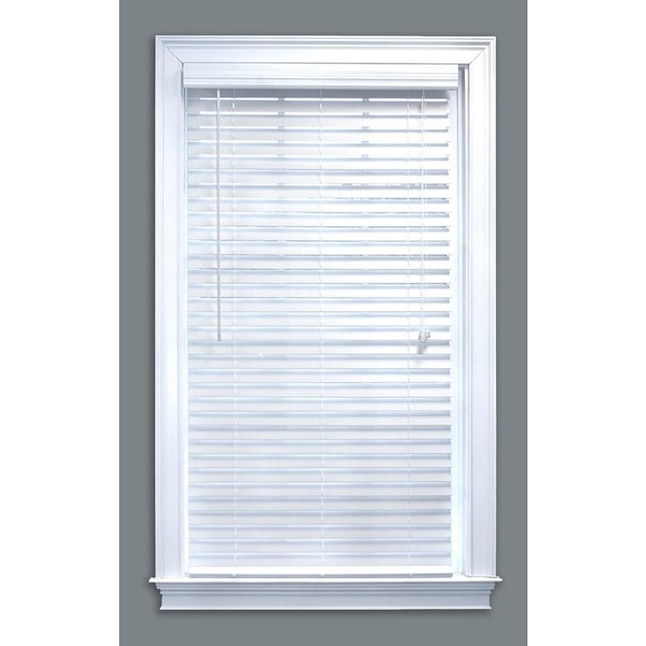 Style Selections 2FWWHITE714540 2-in White Faux Wood Room Darkening Horizontal Blinds (Common: 71.5-in x 54-in; Actual: 71.5-in x 54-in)