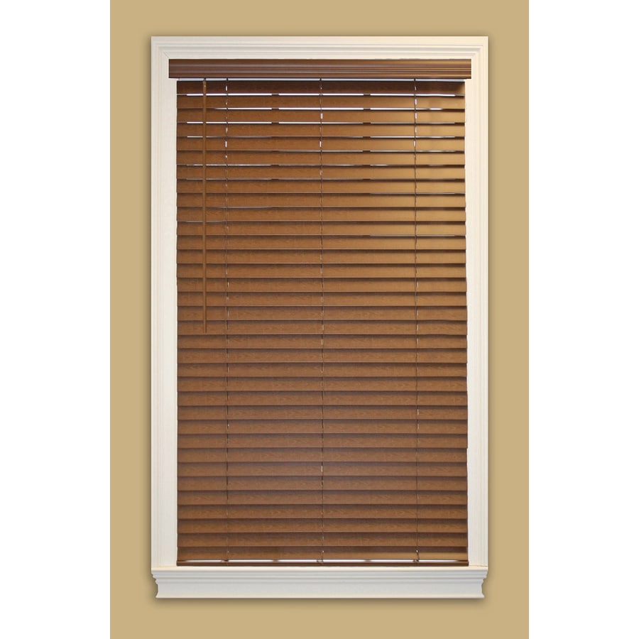 allen + roth 2-in Cordless Bark Faux Wood Room Darkening Horizontal Blinds (Common: 64-in x 64-in; Actual: 63.5-in x 64-in)