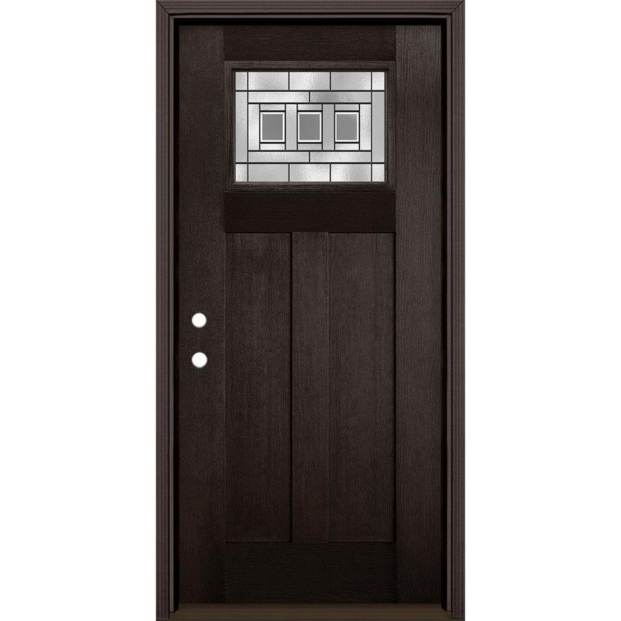 Masonite Craftsman Decorative Glass Right Hand Inswing Walnut