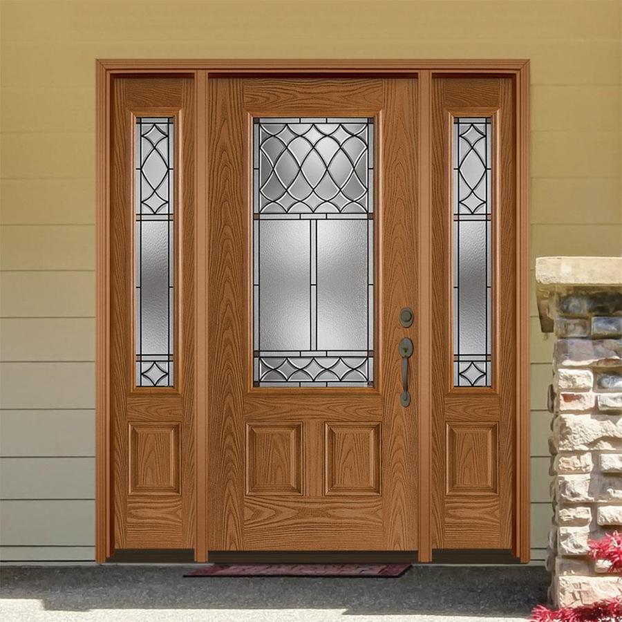 Masonite Sheldon 64-in x 80-in 3/4 Lite Decorative Glass Left-Hand ...