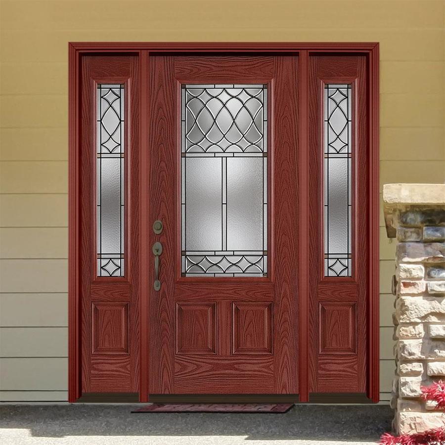 Masonite Sheldon 3/4 Lite Decorative Glass Right-Hand Inswing Wineberry ...