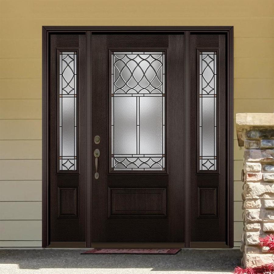 Masonite Sheldon 3/4 Lite Decorative Glass Right-Hand Inswing Walnut ...