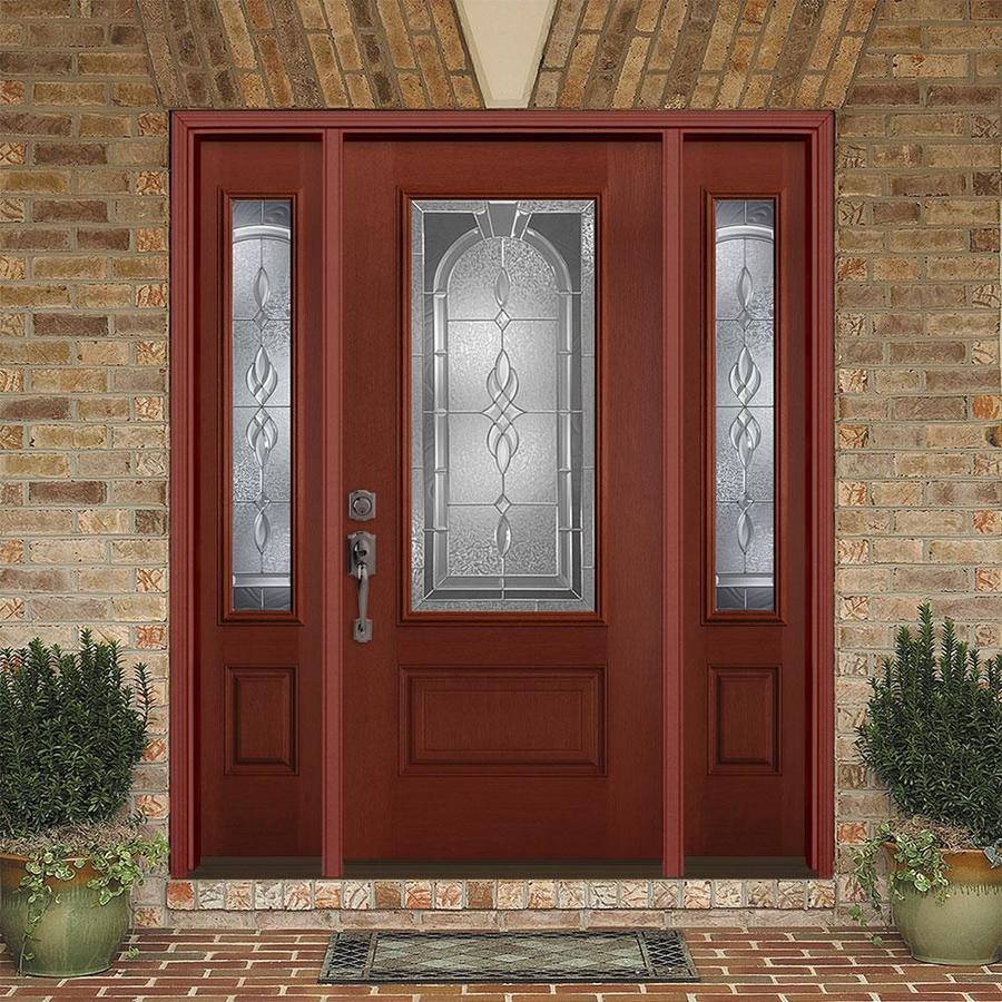 Masonite Hampton 3/4 Lite Decorative Glass Right-Hand Inswing Wineberry ...