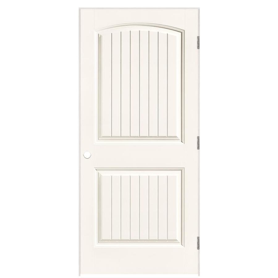 Masonite Cheyenne White 2 Panel Round Top Plank Hollow Core Molded