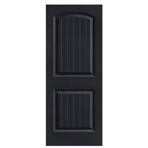 Masonite Cheyenne 32-in X 80-in Midnight 2-Panel Round Top Plank Hollow ...