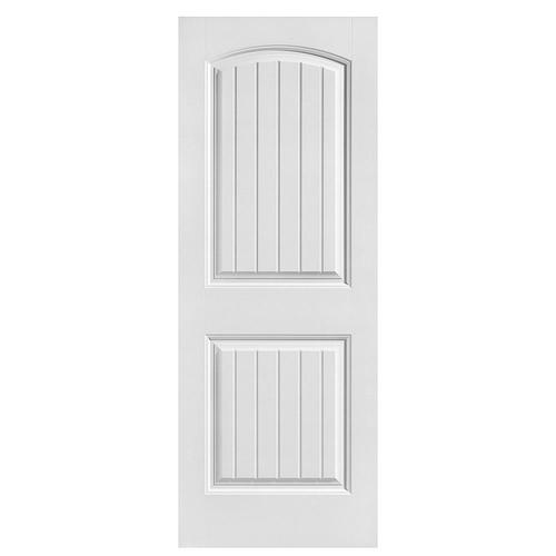 Masonite Cheyenne 30in x 80in Primed 2Panel Round Top Plank Solid