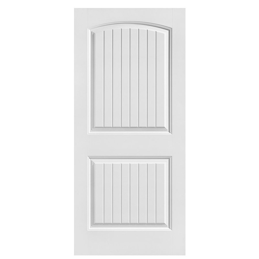 Masonite Cheyenne Primed 2 Panel Round Top Plank Solid Core Molded