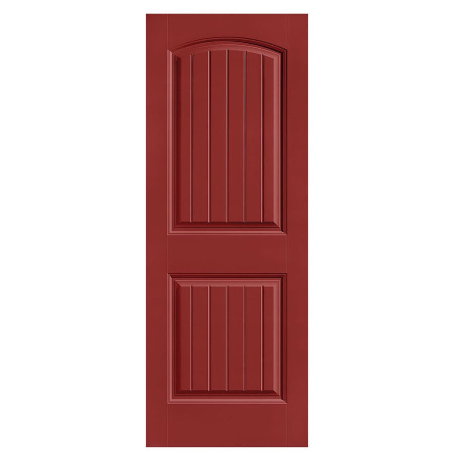 Masonite Cheyenne Barn Red 2 Panel Round Top Plank Solid