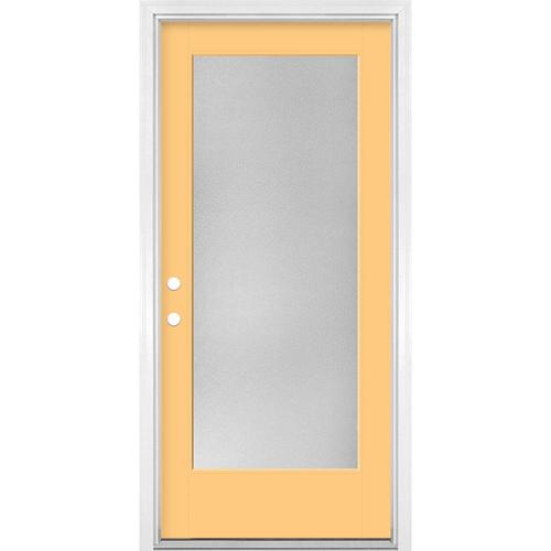 Masonite 36 In X 80 In Fiberglass Full Lite Right Hand Inswing Cabana Yellow Painted Prehung