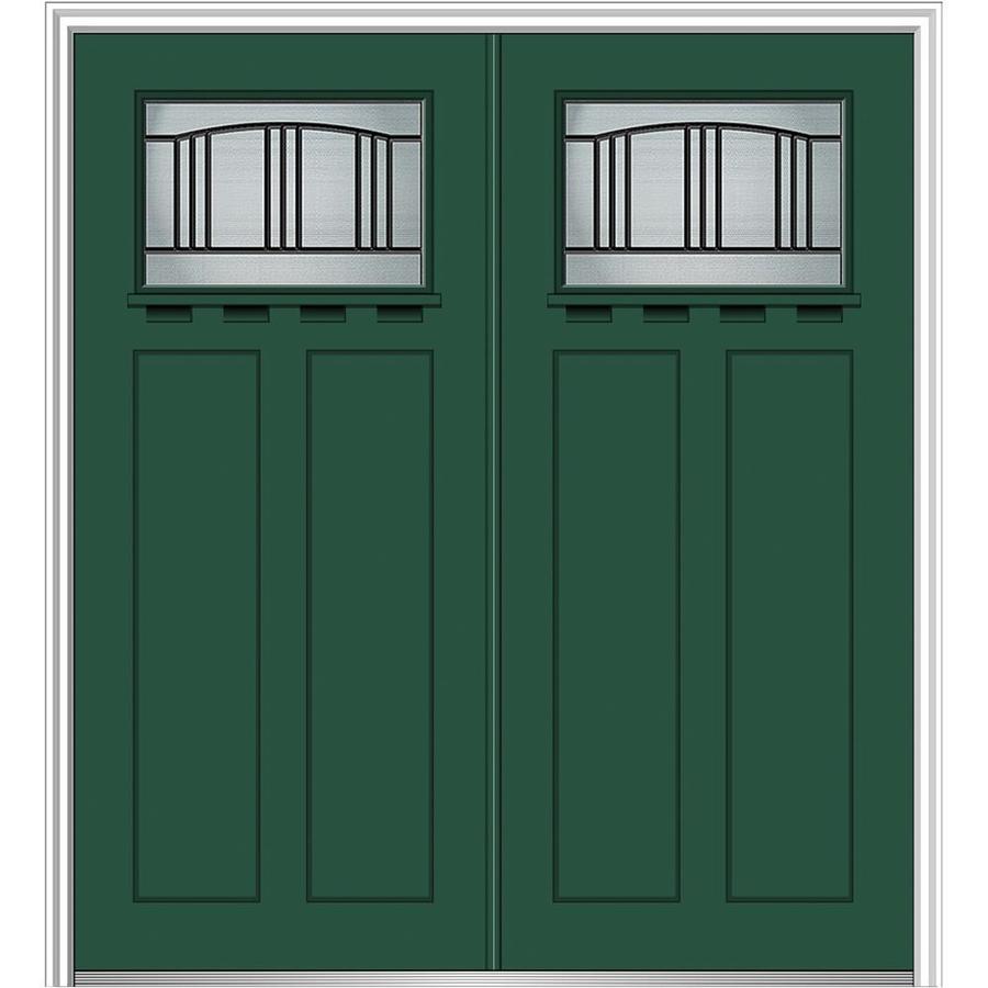 MMI DOOR Craftsman Decorative Glass RightHand Inswing Hunter Green