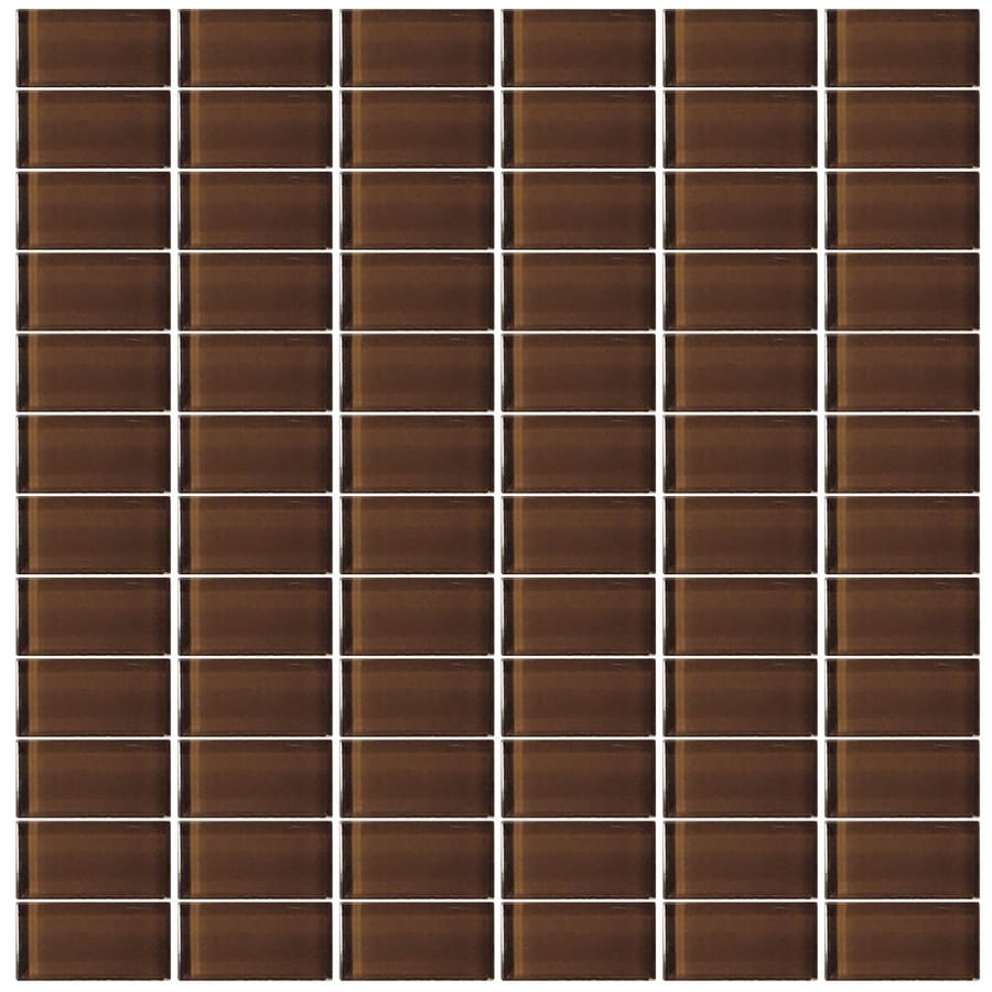 Interceramic 76969542321 Glassique Fudge Glossy Glass Uniform Squares Adhesive Tile