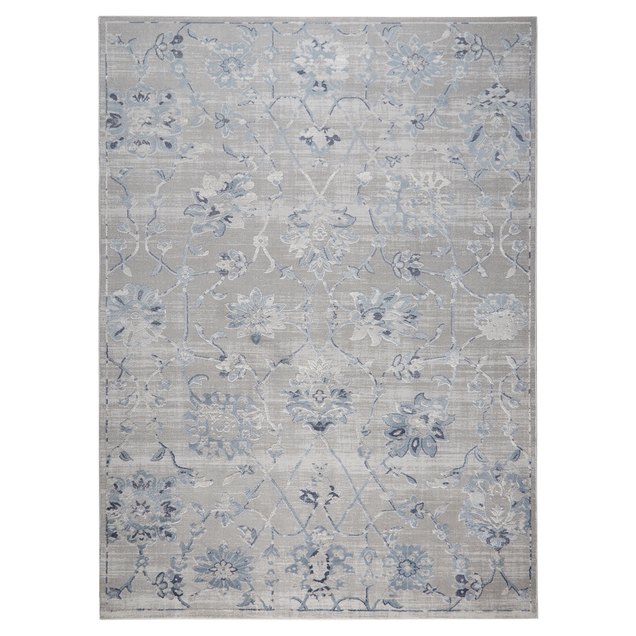 Home Dynamix Premier Floral Blue 8 X 10 Gray Blue Indoor Floral Botanical Area Rug In The Rugs Department At Lowes Com