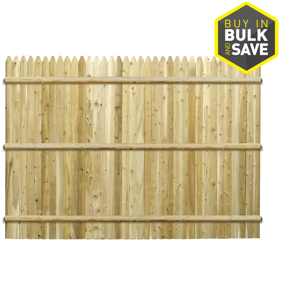 Severe Weather 6ft H x 8ft W Cedar Stockade Fence Panel in the Wood