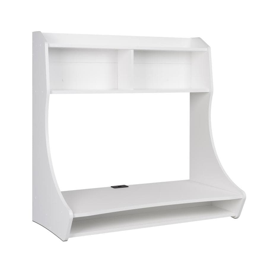Prepac Home Office Modern Contemporary White Laminate Floating