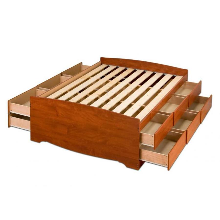 Prepac Captain S Cherry Queen Platform Bed With Storage At Lowes Com