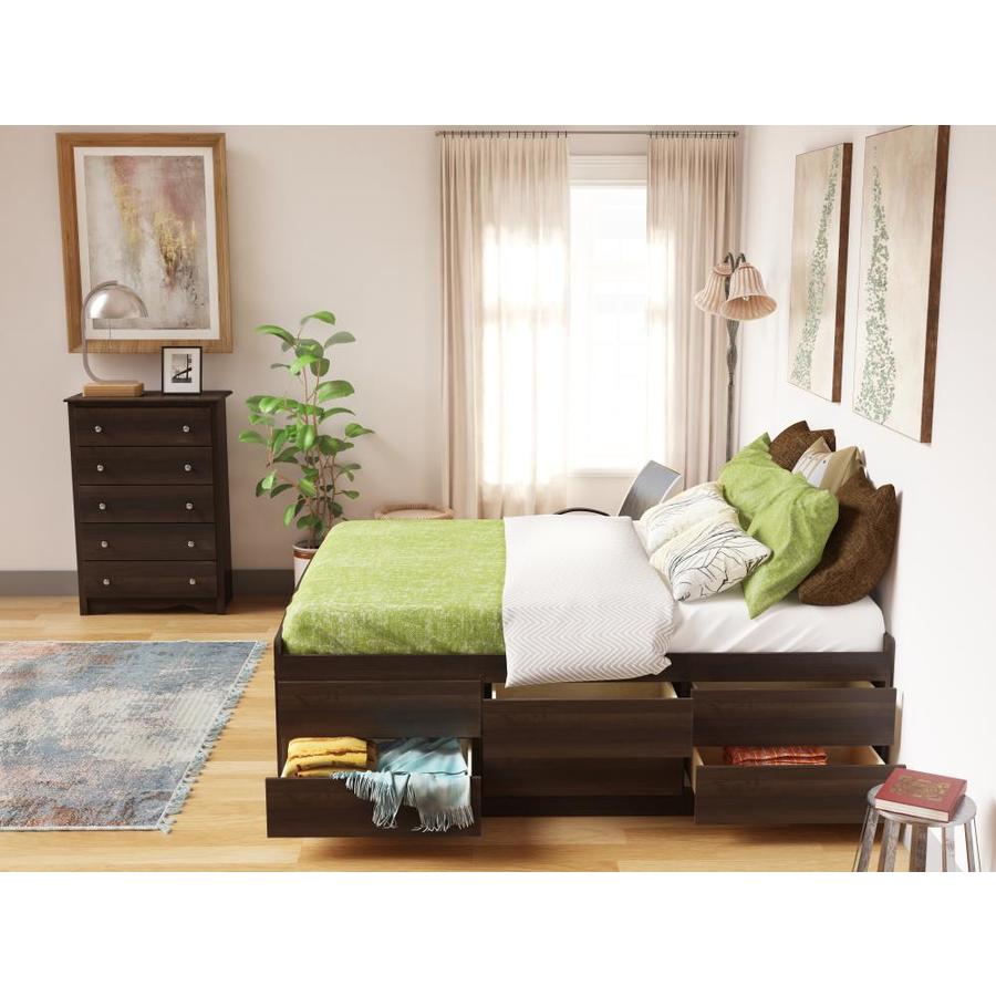 Prepac Captain's Espresso Queen Platform Bed with Storage at Lowes.com