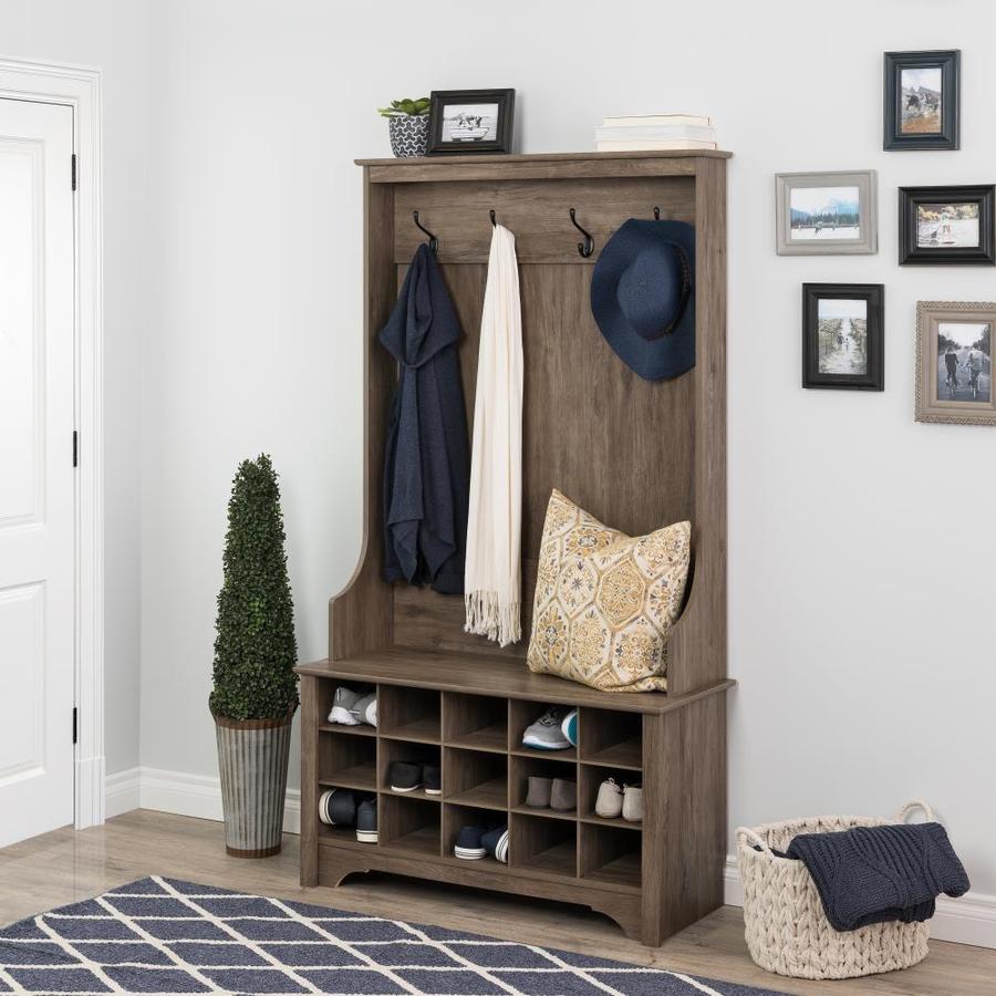 Prepac Entryway Farmhouse 15.5-in Drifted Gray Composite Hall Tree in ...