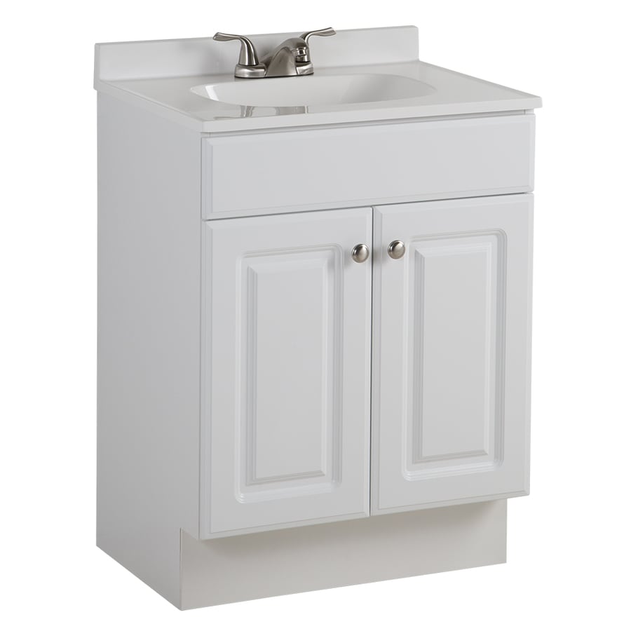 Project Source 24-in White Single Sink Bathroom Vanity with White Cultured  Marble Top in the Bathroom Vanities with Tops department at