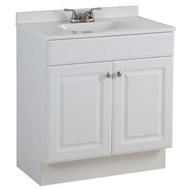 White Bathroom Vanities With Tops At Lowes Project Source 30 5 In White Single Sink Bathroom Vanity With Cultured Marble Top