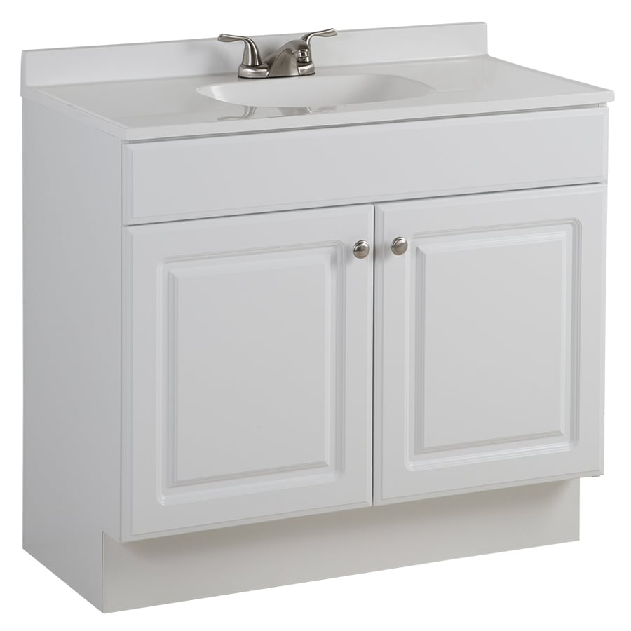 Project Source 36-in Gray Single Sink Bathroom Vanity with White Cultured  Marble Top in the Bathroom Vanities with Tops department at