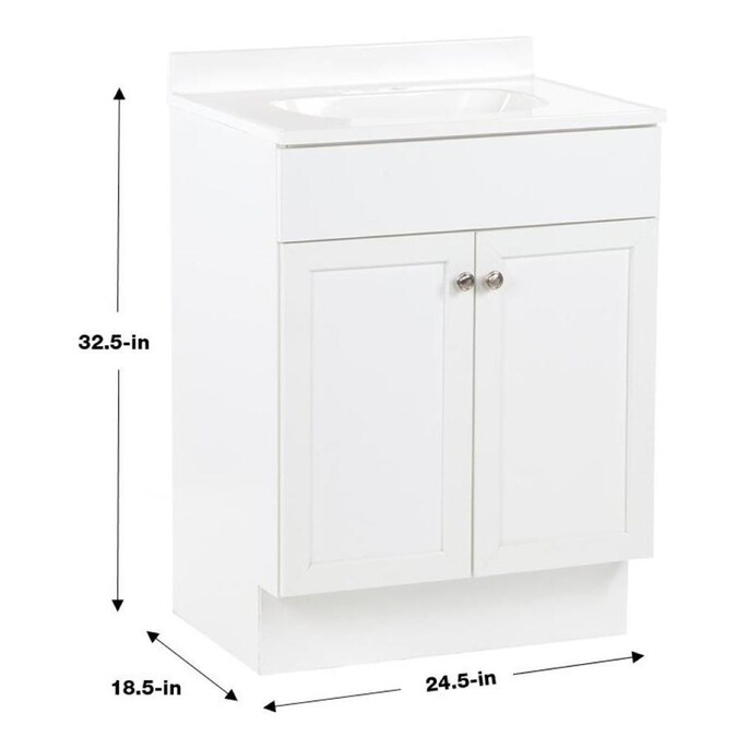 Project Source 24-in White Shaker Single Sink Bathroom Vanity with ...