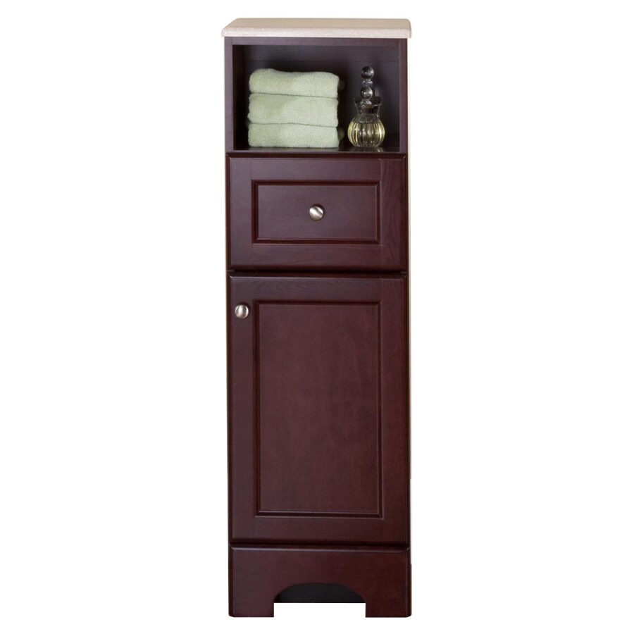 Style Selections BAG LC1445 Clementon 14.3-in W x 45.3-in H x 14.5-in D Cherry Particleboard Linen Cabinet