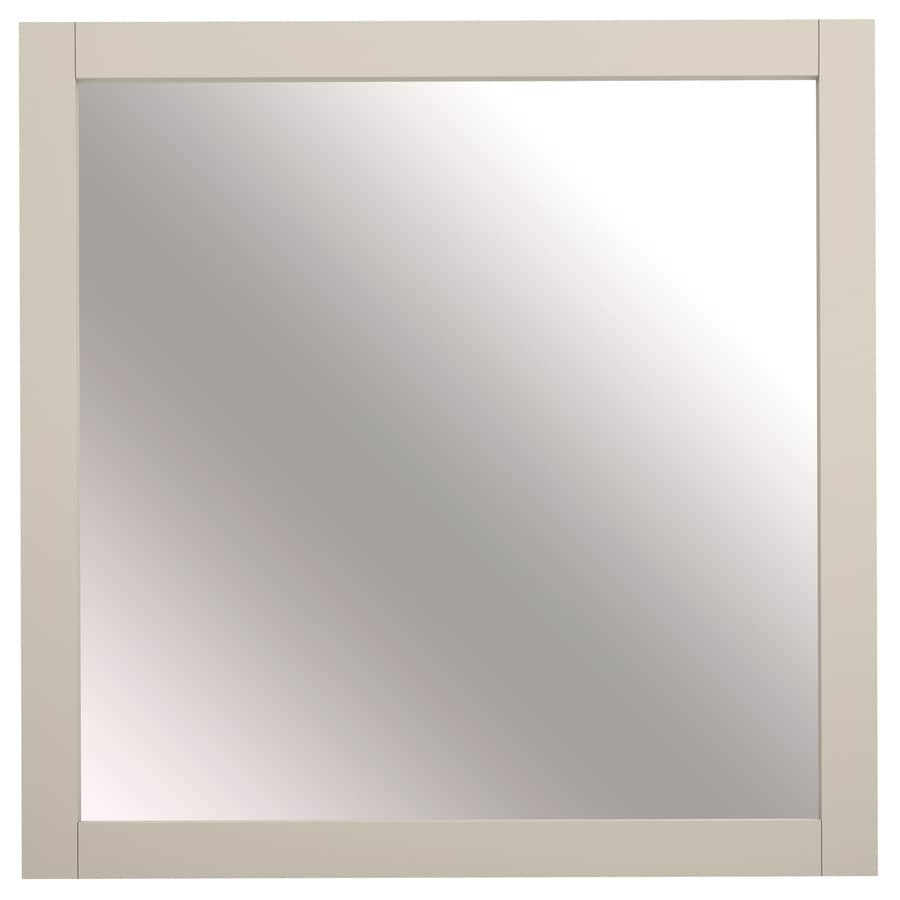 shop allen + roth brisette 30-in cream square bathroom mirror at