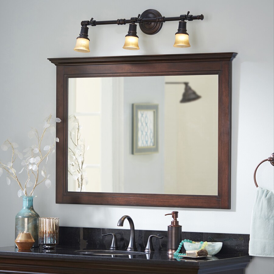 Shop allen + roth Eastcott 42-in Auburn Rectangular Bathroom Mirror at ...