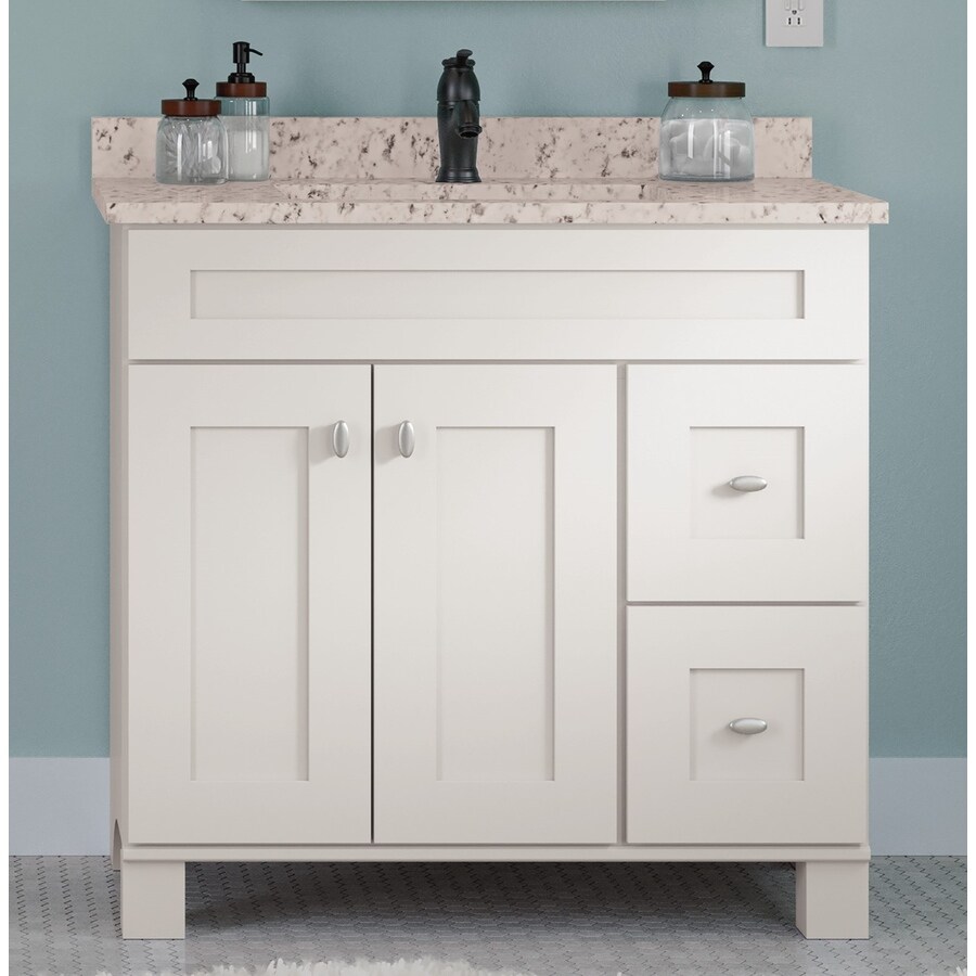 Diamond NOW Palencia 37in White Undermount Single Sink Bathroom Vanity