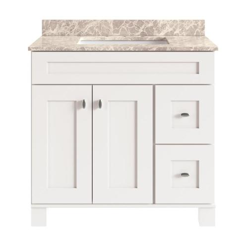 Diamond FreshFit Palencia 37in White Single Sink Bathroom Vanity with Opal Engineered Stone Top