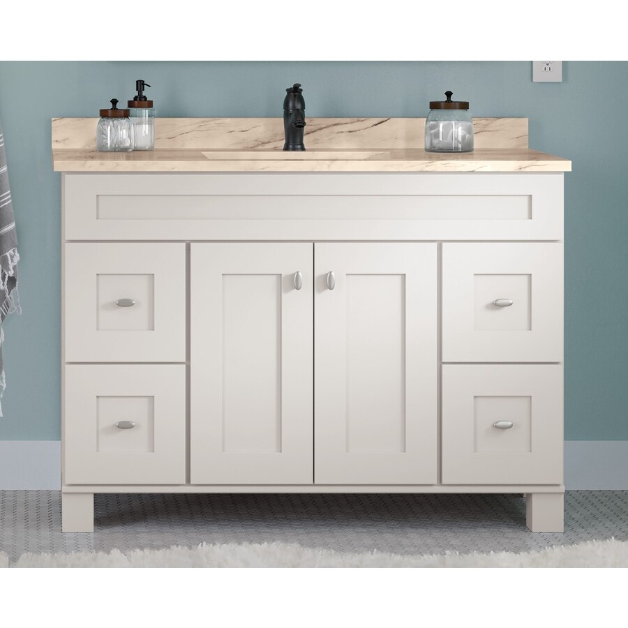 Bathroom Diamond Freshfit Palencia 49 In White Single Sink Bathroom Vanity With Cottonwood Engineered Stone Top Hulezug