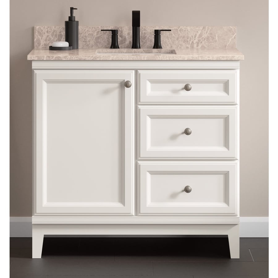 Diamond FreshFit Calhoun 37in White Single Sink Bathroom Vanity with