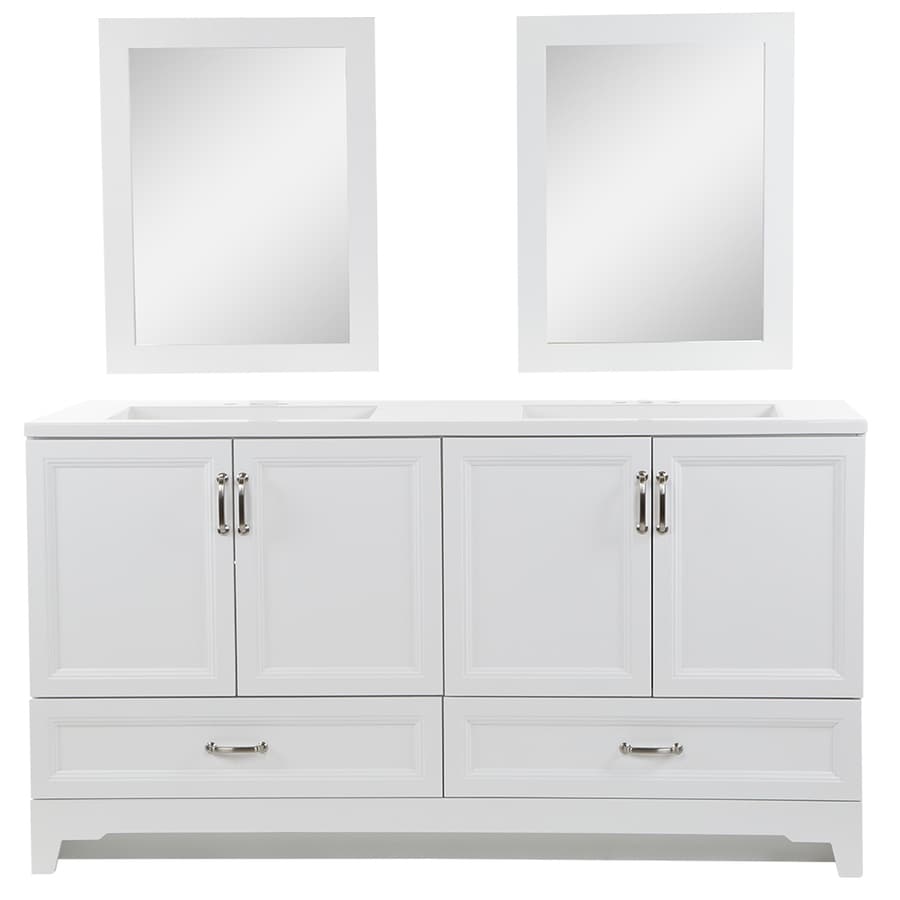 Style Selections 60 25 In White Double Sink Bathroom Vanity With