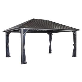 Gazebos At Lowes Sojag Genova Dark Grey Metal Screened Semi Permanent Gazebo 190 94 W X 114 84 H