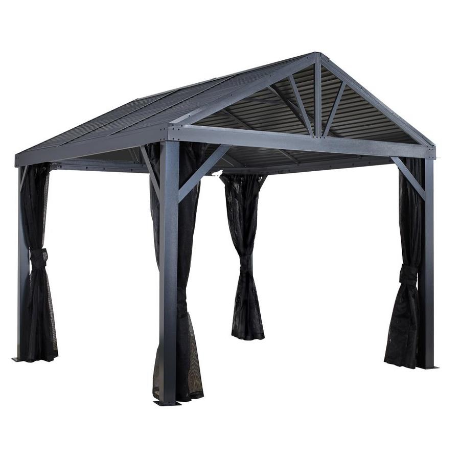 Sojag South Beach I Light Grey Metal Screened Gazebo (142.91 W x 123.39 ...