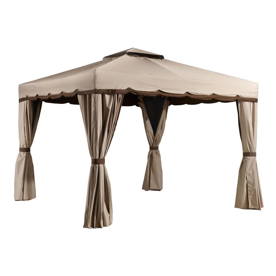 Sojag Roma Beige Metal Rectangle Screened Gazebo (Exterior 12.27ft x