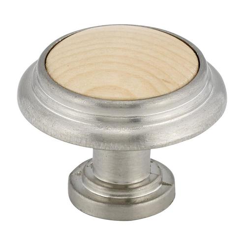 Richelieu 1.57in Maple and Brushed Nickel Round Traditional Knob in the Knobs