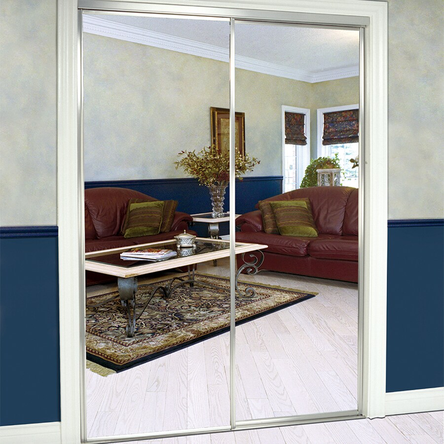 ReliaBilt 48-in x 80-in Mirrored Glass Prefinished Mirror Sliding Door ...