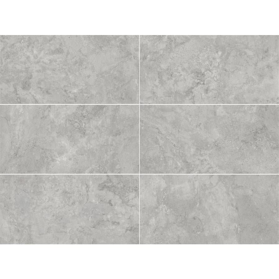 City Gray 12 In X 24 In Glazed Porcelain Stone Look Floor Tile In The Tile Department At Lowes Com
