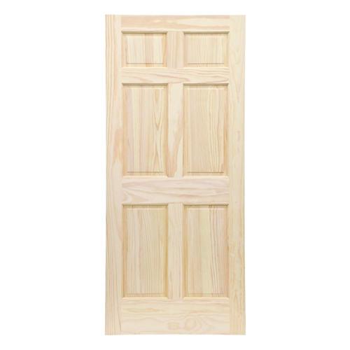 ReliaBilt 32-in x 80-in Clear 6-Panel Solid Core Unfinished Pine Wood