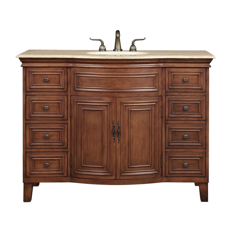 48 In Cherry Single Sink Bathroom Vanity With Travertine Natural Marble   782359106281 