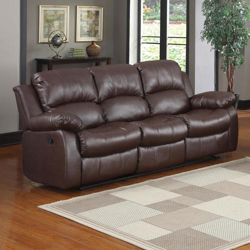 Homelegance Cranley Casual Brown Faux Leather Reclining Sofa at Lowes.com