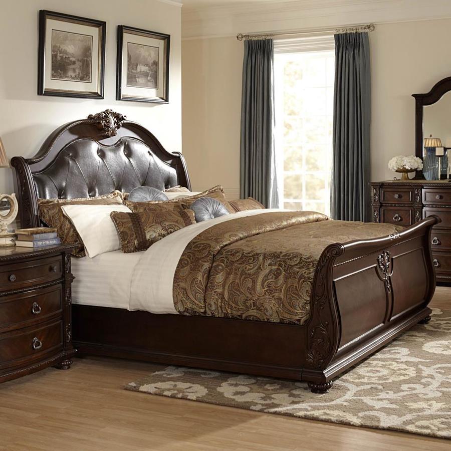 Homelegance Hillcrest Manor Rich Cherry King Sleigh Bed at Lowes.com