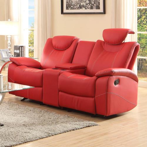 Homelegance Talbot Casual Red Faux Leather Reclining Sofa ...